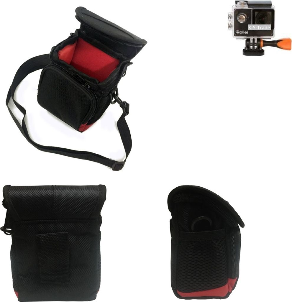K-S-Trade Kameratasche Fototasche Umhängetasche Schultertasche Zubehör Tasche Schutz Hülle kompatibel mit Rollei Actioncam 425 mit Zusatzfach und