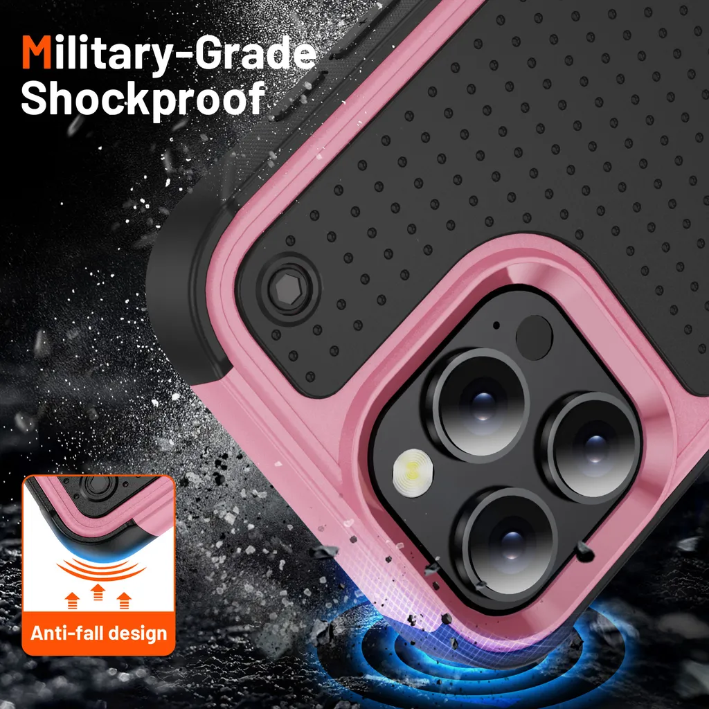 Custodia Protettiva Per IPhone 16 Pro Max Defender – Multistrato, Resistente, Grado Militare Anti-caduta, Con Protezione Porta, Colore Viola Rosa, Per 6,9 Pollici - 2