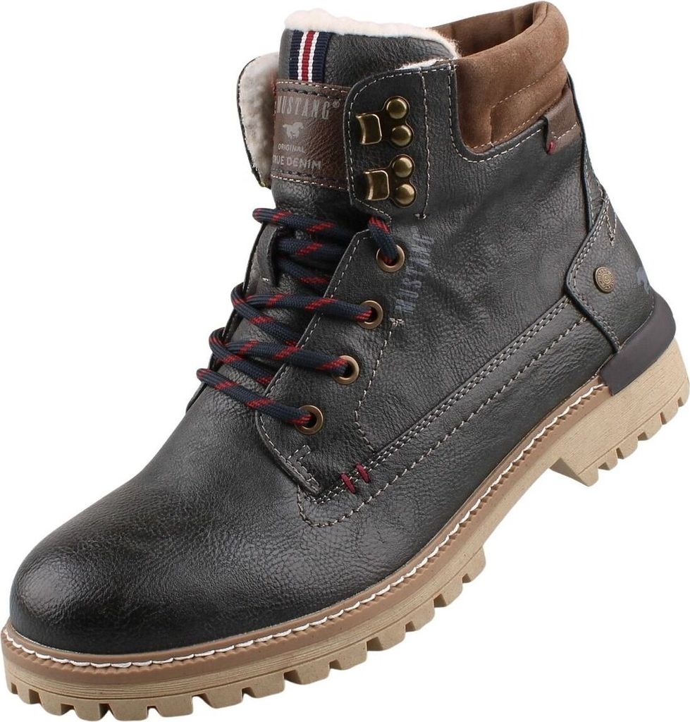 A single men's boot is shown against a white background.
