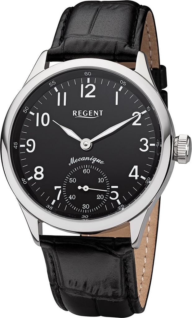 Regent Lederband Herren Uhr GM-2119 Armbanduhr Handaufzug schwarz Lederarmband D2URGM2119