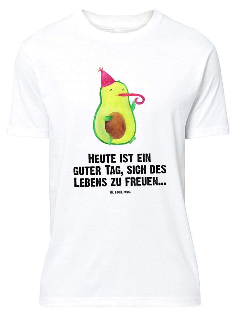 Mr. & Mrs. Panda Größe M T-Shirt Avocado Feier - Weiß - Geschenk, Geburtstag, Party, Tröte, Shirt, Herren, Tshirt, mit Spruch, Gute Laune