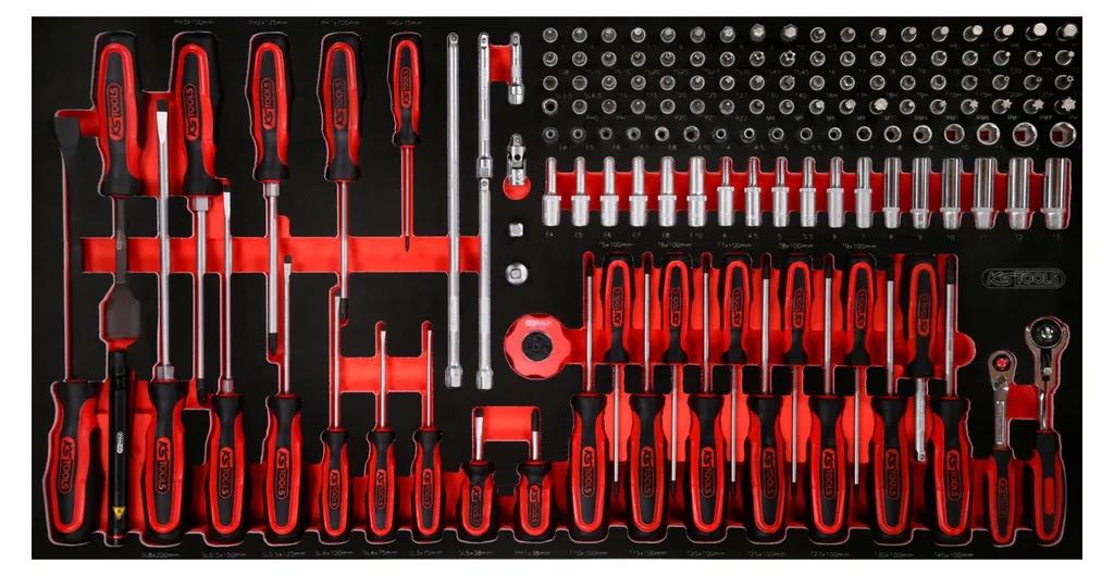 Coffret complet de douilles et tournevis 1/4 avec module mousse 146 pcs