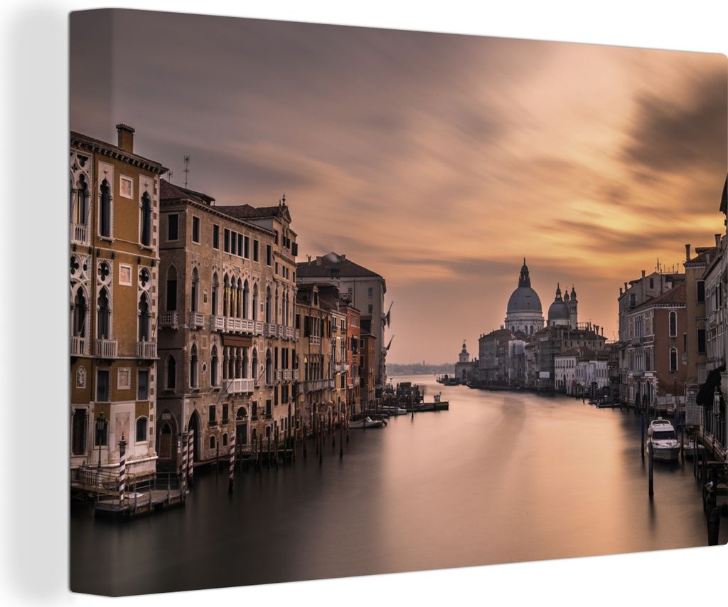 OneMillionCanvasses - Leinwandbilder - 150x100 cm, Wasser - Architektur - Venedig - Rosa, Wandbilder Kunstdruck Wanddekoration