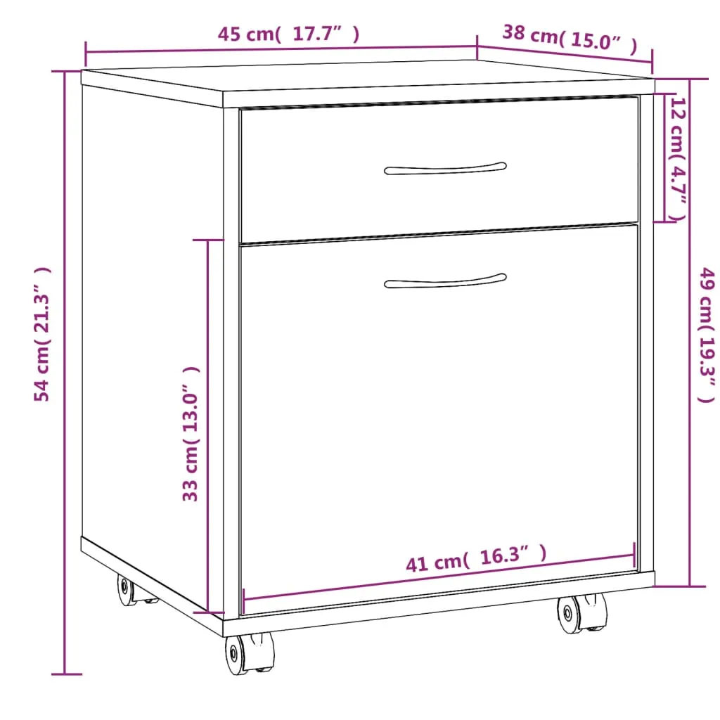 Caisson de bureau mobile en bois chêne fumé pour rangement - 8