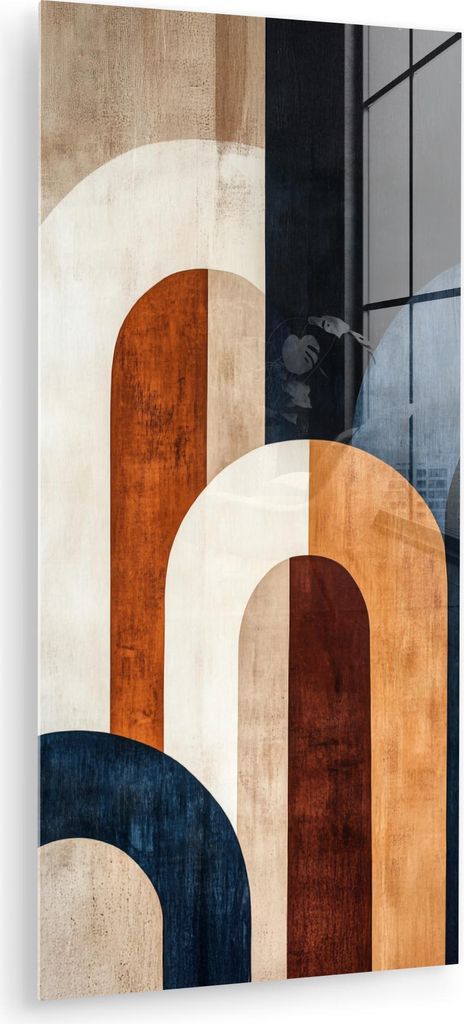 MuchoWow Glasbilder - Bilder auf Wandbild - Foto auf Glas Abstrakt - Formen - Dunkelblau 60x120 cm Wanddekoration aus Glas - Acrylglasbild - Acrylb...