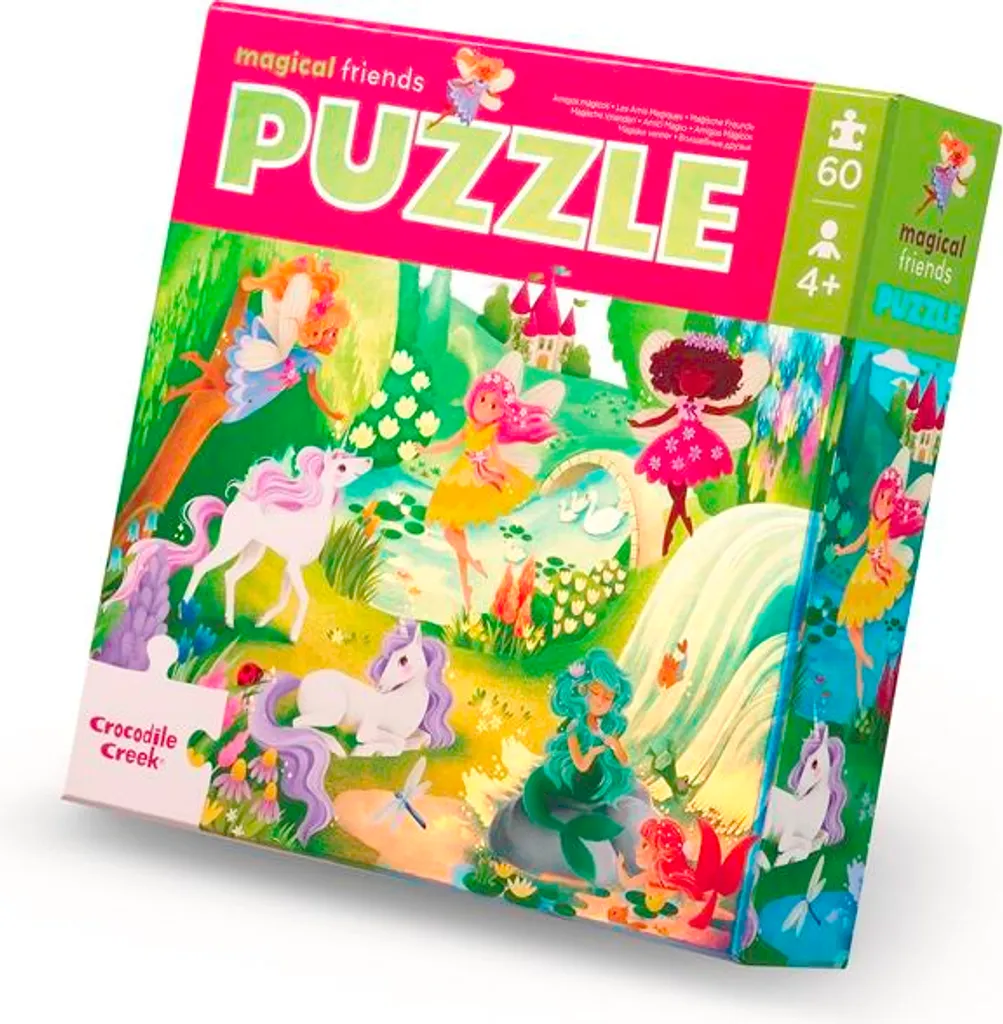 Puzzle Amis magiques 60 pièces effet holographique brillant Crocodile Creek