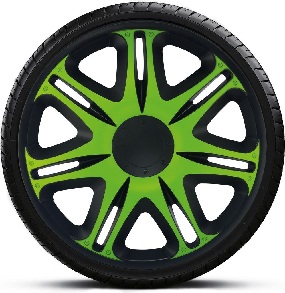 Radkappen Radzierblenden SATZ (4Stück) 16 Zoll NASCAR GREEN BLACK Z460879