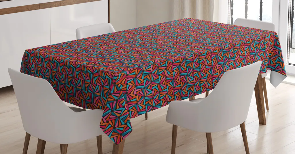Tovaglia Lavabile ABAKUHAUS 140x170 cm - Triangoli Blu Petrolio