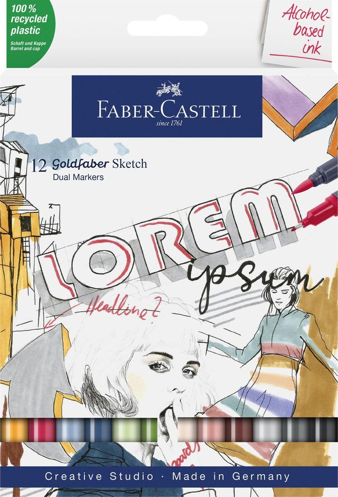 FABER-CASTELL Sketch Marker GOLDFABER 12er Etui