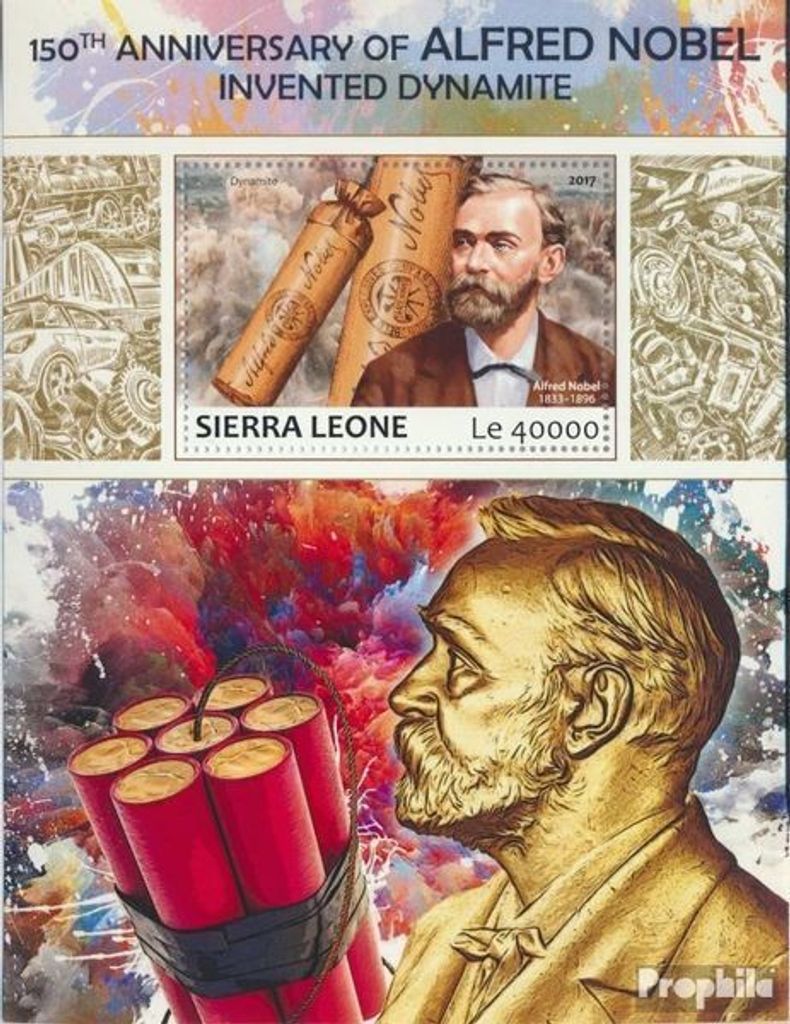 Briefmarken Sierra Leone 2017 Mi Block 1273 (kompl. Ausg.) postfrisch Alfred Nobel