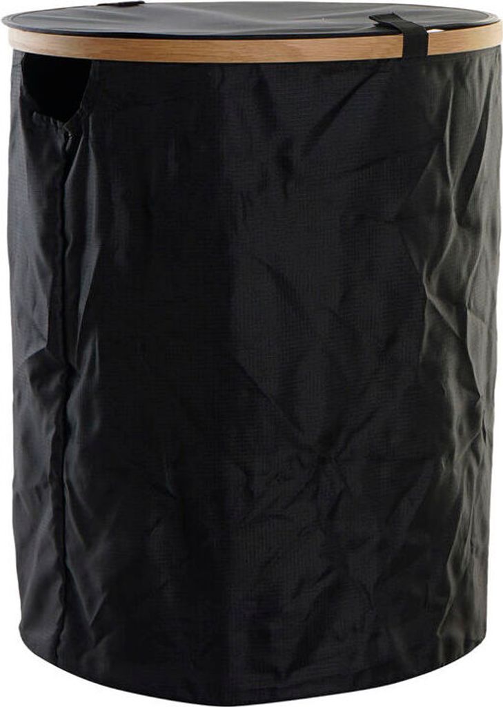 DKD Home Decor Wäschekorb de Marke, Farbe Schwarz, de Filz, Eiche und Polyester (44 x 44 x 57 Zentimeter).