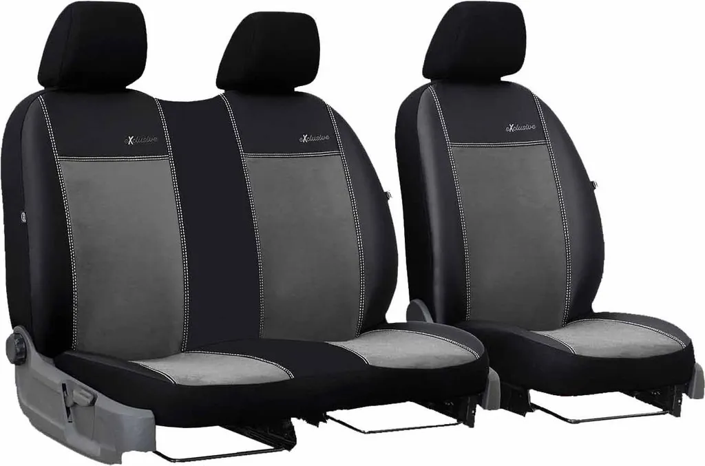 Set Di 2 Coprisedili Auto Anteriori Universali In Tessuto Elasticizzato Blu E Nero – Con Copripoggiatesta, Compatibili Airbag