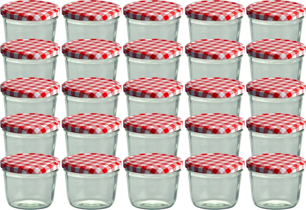 25 Vasetti Vetro 230 ml CAPCRO Coperchio Rosso a Quadretti Twist-Off 82