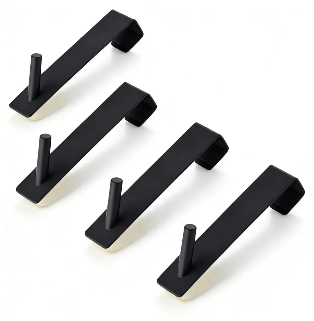Crochet de douche sans percer pour vitre 10mm noir inox anti-rayures