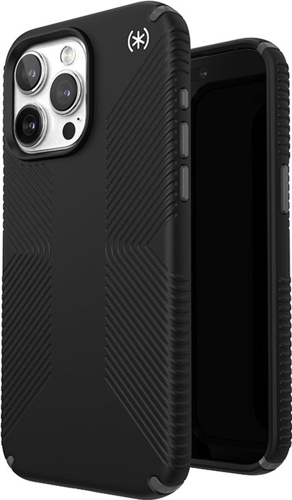 Speck Presidio2 Grip - iPhone 15 Pro Max Tasche (Schwarz / Schiefergrau / Weiß)