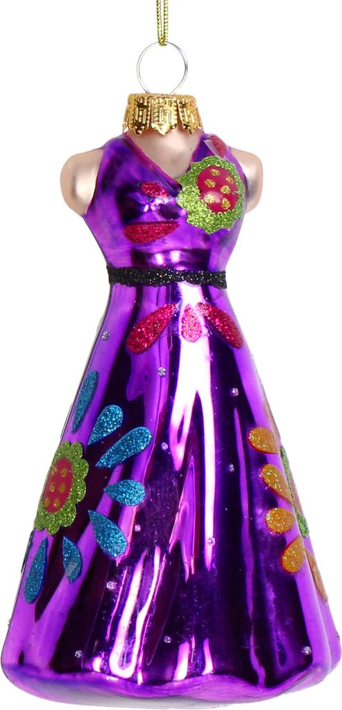 Christbaumschmuck 12,7cm Glas Blumenkleid Figur Lila