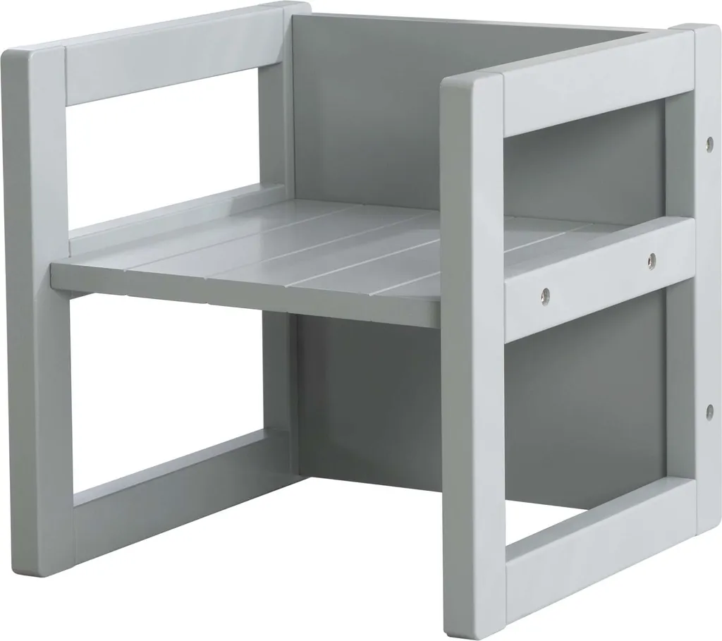 Tabouret enfant évolutif 3 hauteurs assise style campagne roba gris