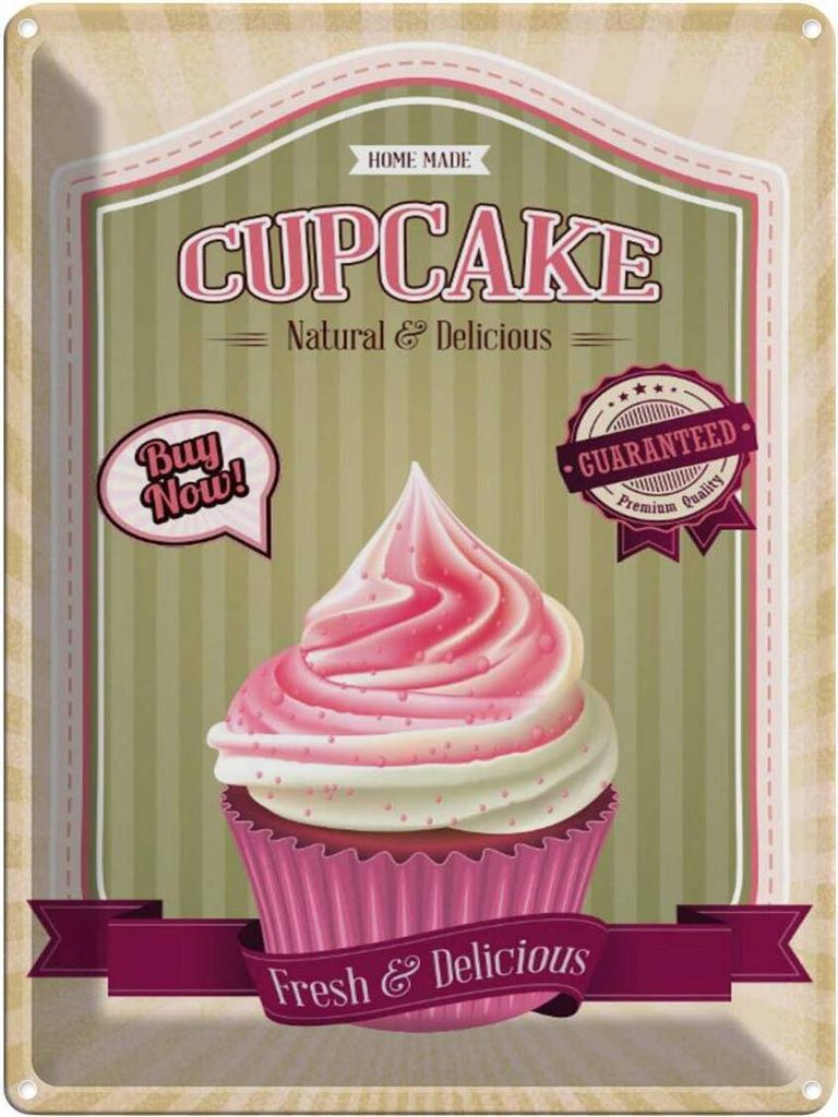 vianmo Blechschild 40x30 cm Essen Cupcake natural Delicious home