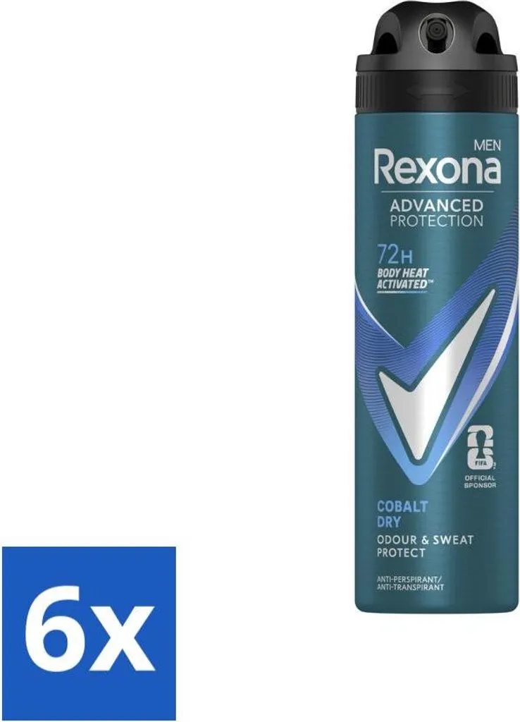 Déodorant Sport Homme Rexona Men Cobalt Dry Spray 150ml - Lot de 6 Pack