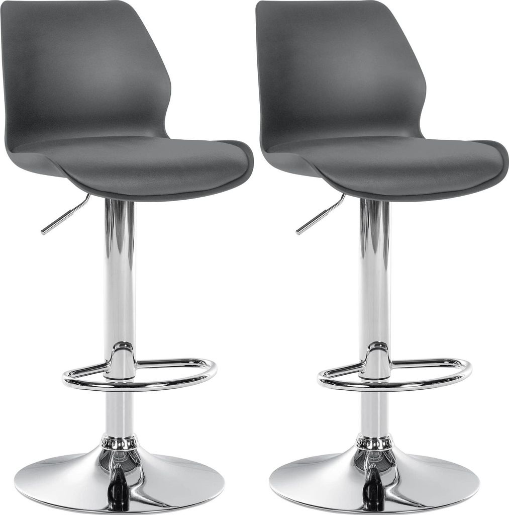 2er Set Barhocker BOSEN - Kunststoff Grau 39x42x82 cm | Barstuhl Höhenverstellbar Mit Lehne Drehbar Tresenhocker Tresenstuhl Kneipenhocker