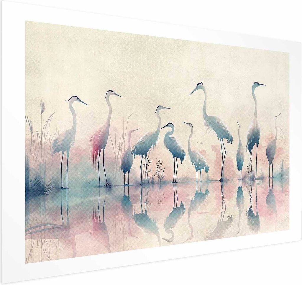 Posterpapier Poster - Birds by the Lake - herons painted in watercolor in a delicate, gray-pink palette 30x21 cm Tiere g-H-10108-ao-a