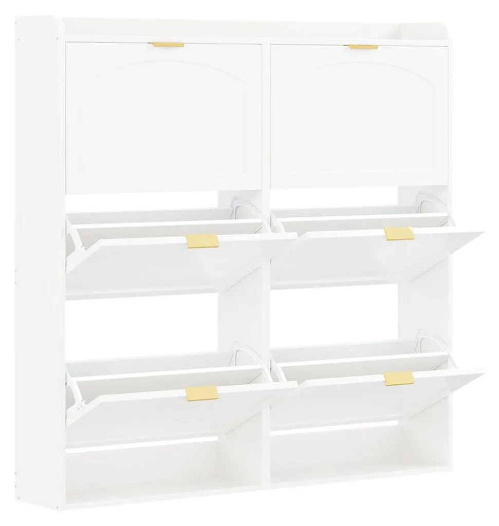 Commode à chaussures haute blanche à 6 compartiments gain de place - 13