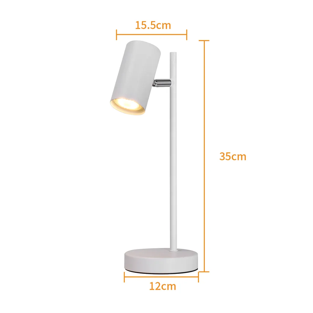 ZMH lampada da comodino camera da letto lampada da tavolo bianca - orientabile 350° GU10 lampada da tavolo comodino luce notturna lampada da tavolo in metallo lampada da lettura con soggiorno scrivania studio - 2