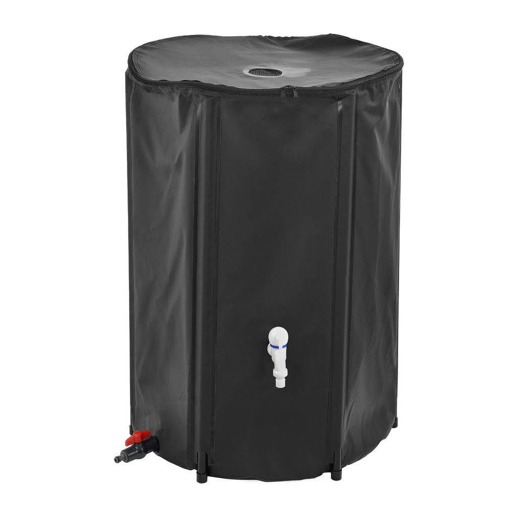 In And OutdoorMatch Wassertank Ilona - Faltbar - Ø60x88 cm - Regentonne Schwarz - 250 L