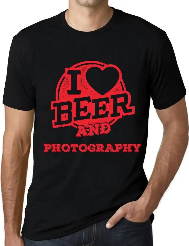 Herren Grafik T-Shirt Ich liebe Bier und Fotografie – I Love Beer And Photography – Öko-Verantwortlich Vintage Jahrgang Kurzarm Lustige Druck