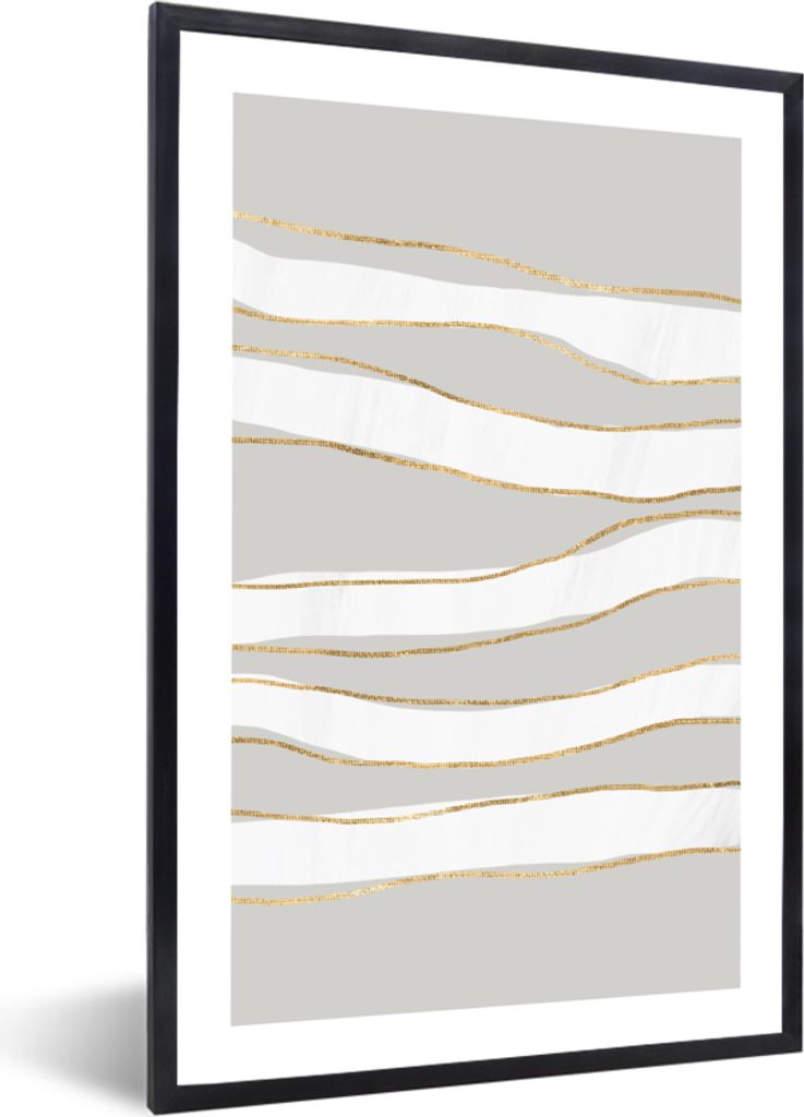 MuchoWow Gerahmtes Poster Linie - Abstrakt - Muster 20x30 cm - Poster mit Schwarzem Bilderrahmen Wandposter Rahmen Foto Bilder - Drucken - Bilder...