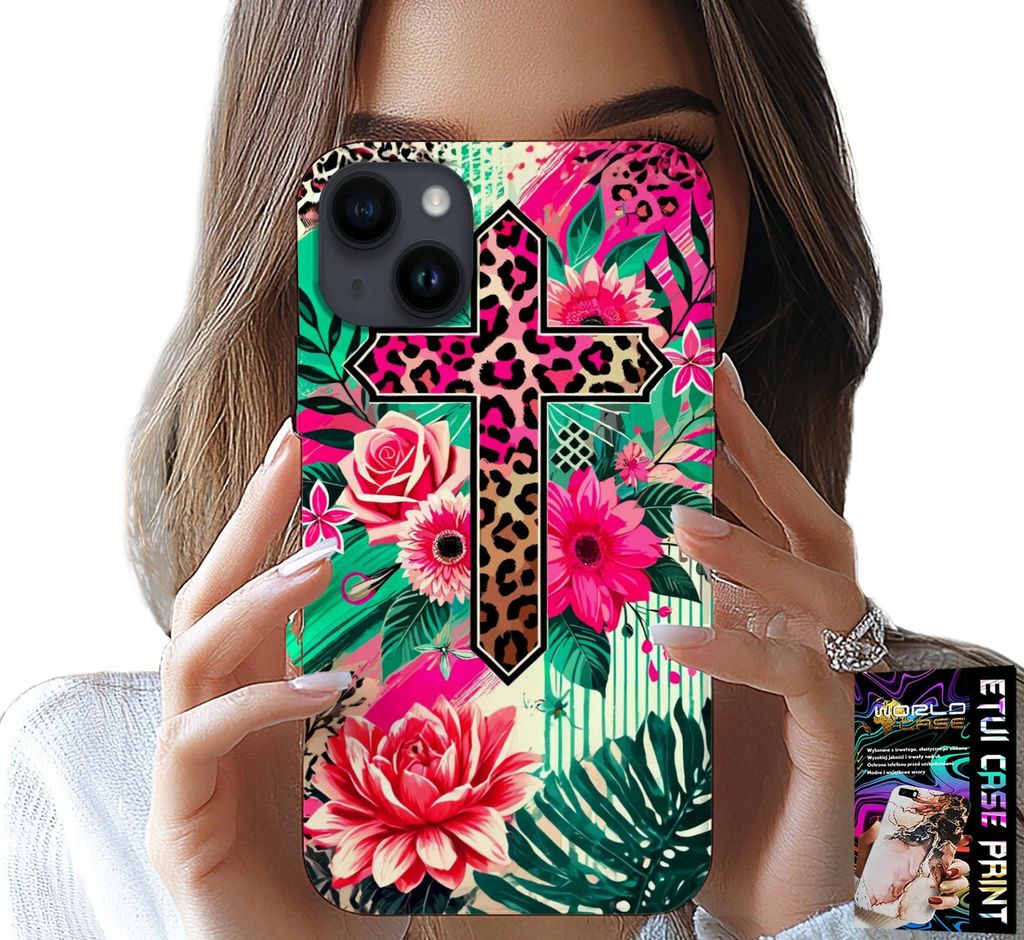 Etui Für Iphone 15 Plus - Kreuz, Rose Christentum Jesus Zurück