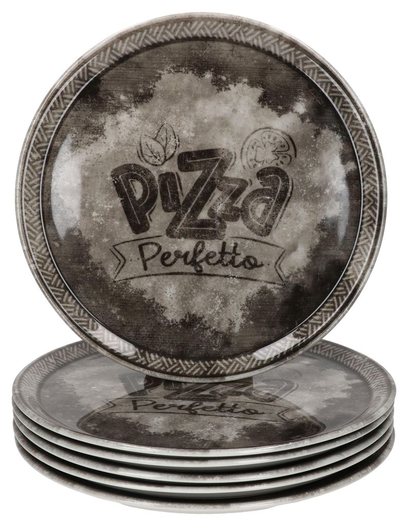 6x Perfetto Pizzateller Schwarz Ø 31,5 cm 6 Personen