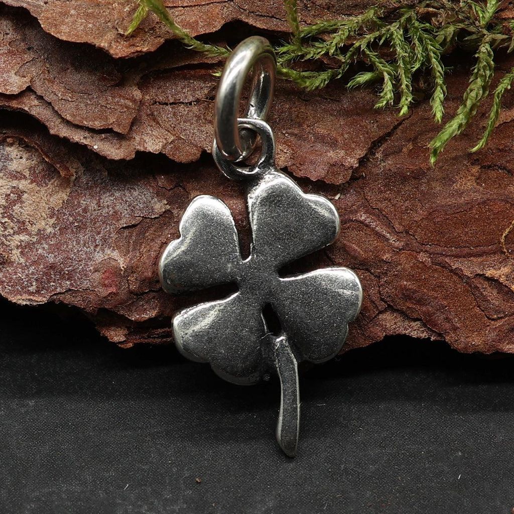 Drachensilber Kleeblatt Schmuck Glücksbringer 925 Silber Kettenanhänger