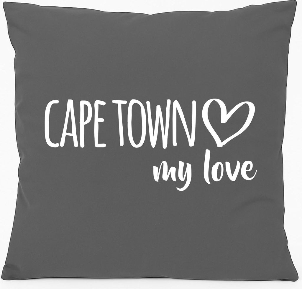Huuraa Kissen Cape Town my love 40x40cm mit Füllung Steel Grey Baumwolle Dekokissen Geschenkidee