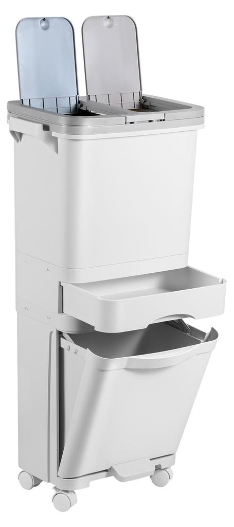 Aopunly Mülleimer Trennsystem 4 Fächer Recycler Lagerschrank 42 Liter inkl. Pedal