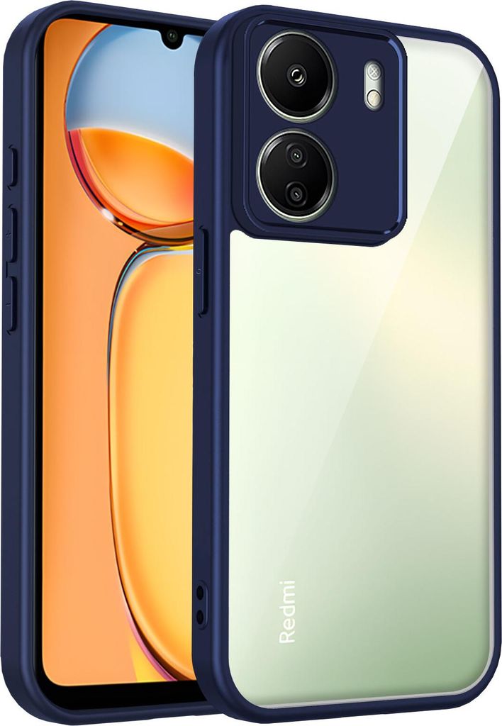 Hülle für Xiaomi Redmi 13C 4G/Poco C65 Transparente Rückseite TPU Bumper Stoßfest Handyhülle Blau