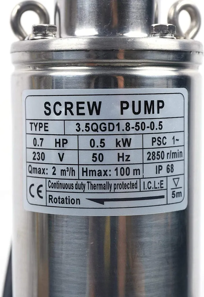 Pompe de puits 3.5 pouces compatible sable en acier inoxydable 500W - 6