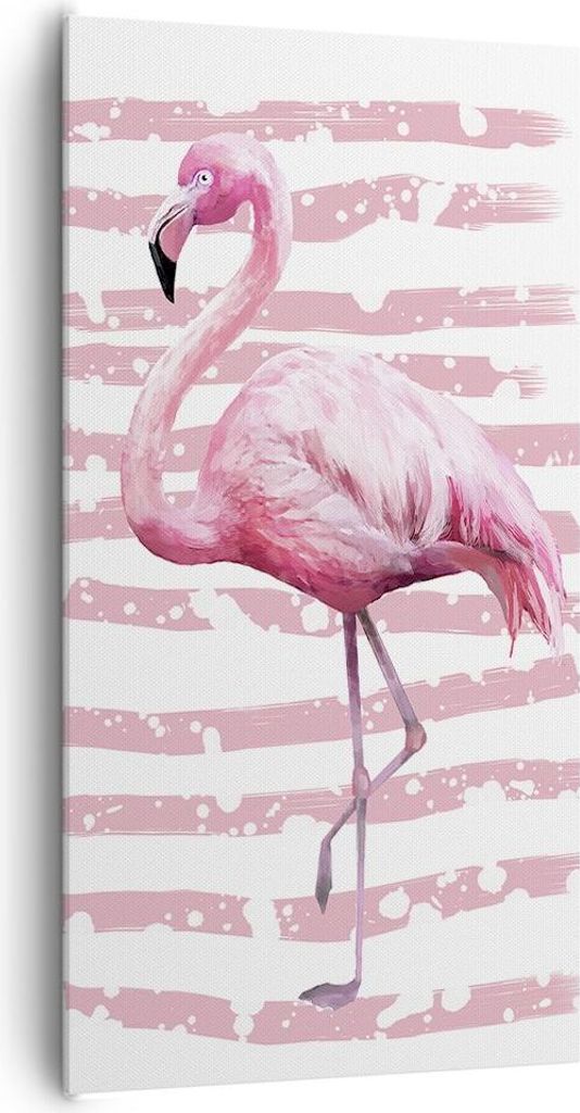 Bild auf Leinwand - Leinwandbild - Flamingo Vogel Wasser - 65x120cm - Wand Bild - Wanddeko - Leinwanddruck - Bilder - Kunstdruck - Wanddekoration -...