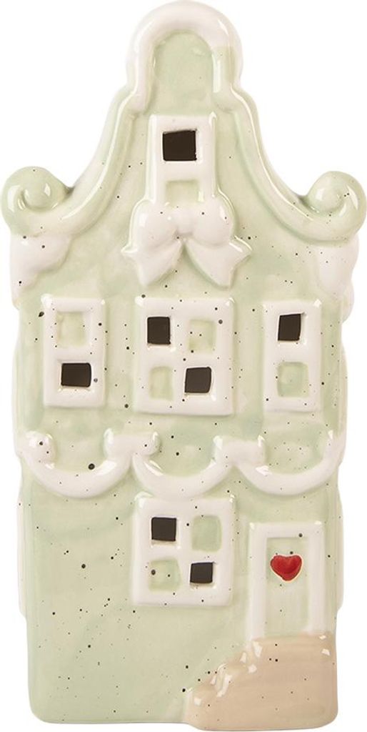 Clayre & Eef Dekoratives Haus mit LED Haus 11x9x22 cm Grün Keramik