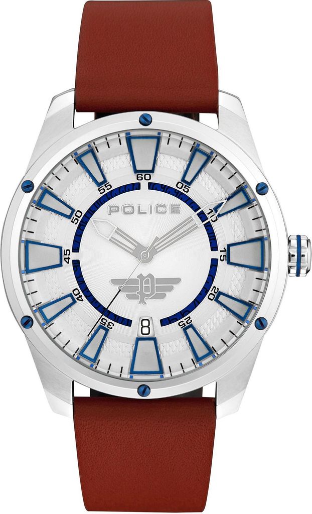 Police Herrenuhr Armbanduhr PL15413JS.04 Lederband braun