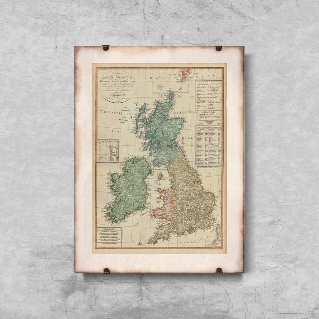 Poster - Canvas - Leinwand - 42 cm x 59,4 cm - Karte von Großbritannien