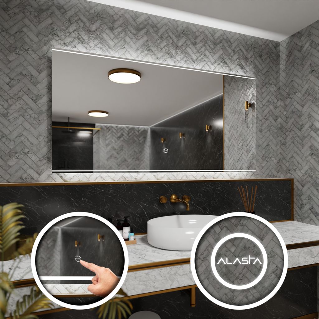 Kúpeľňové zrkadlo s LED osvetlením + Dotknite sa možnosti Obrázok produktu 