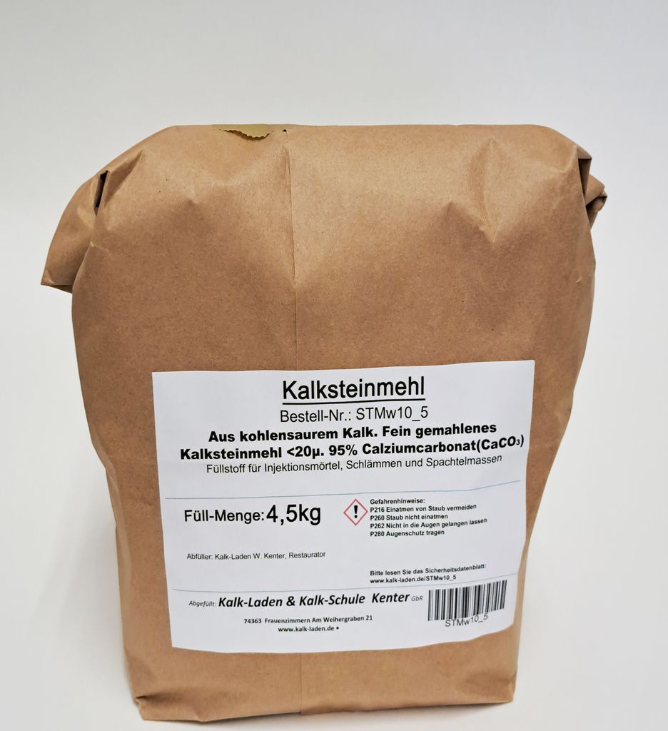 Kalksteinmehl, sehr weiß, 23 my, 4,5 kg im Beutel Produktbild 