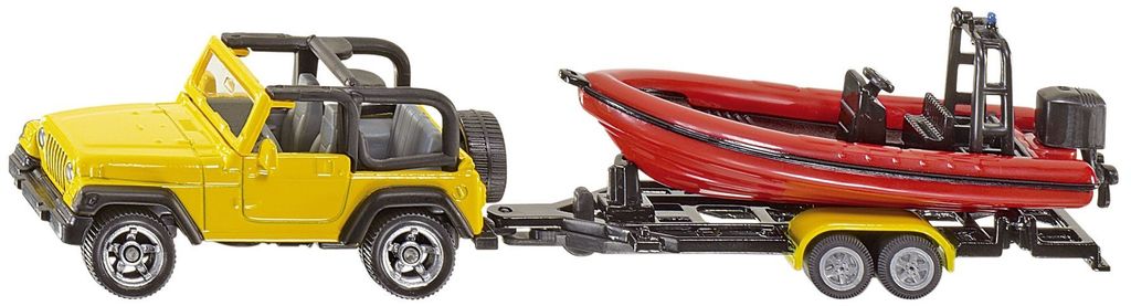 Siku Jeep mit Boot Spielzeugauto gelb ; 1658