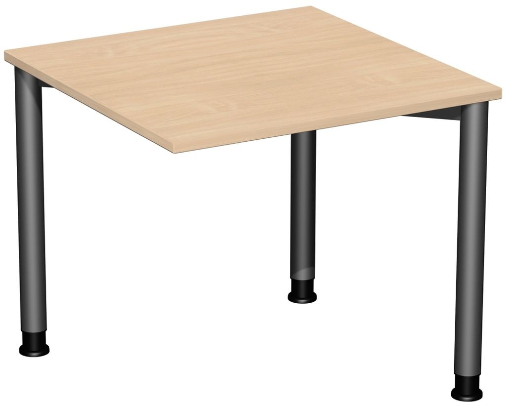 Verkettungstisch, BxTxH 800x800x680-800 mm, höhenverstellbar, Platte buche, Rundrohrgestell anthrazit