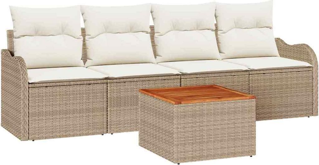 Garten-Sofa-Set 5 pcs Beige Poly Rattan