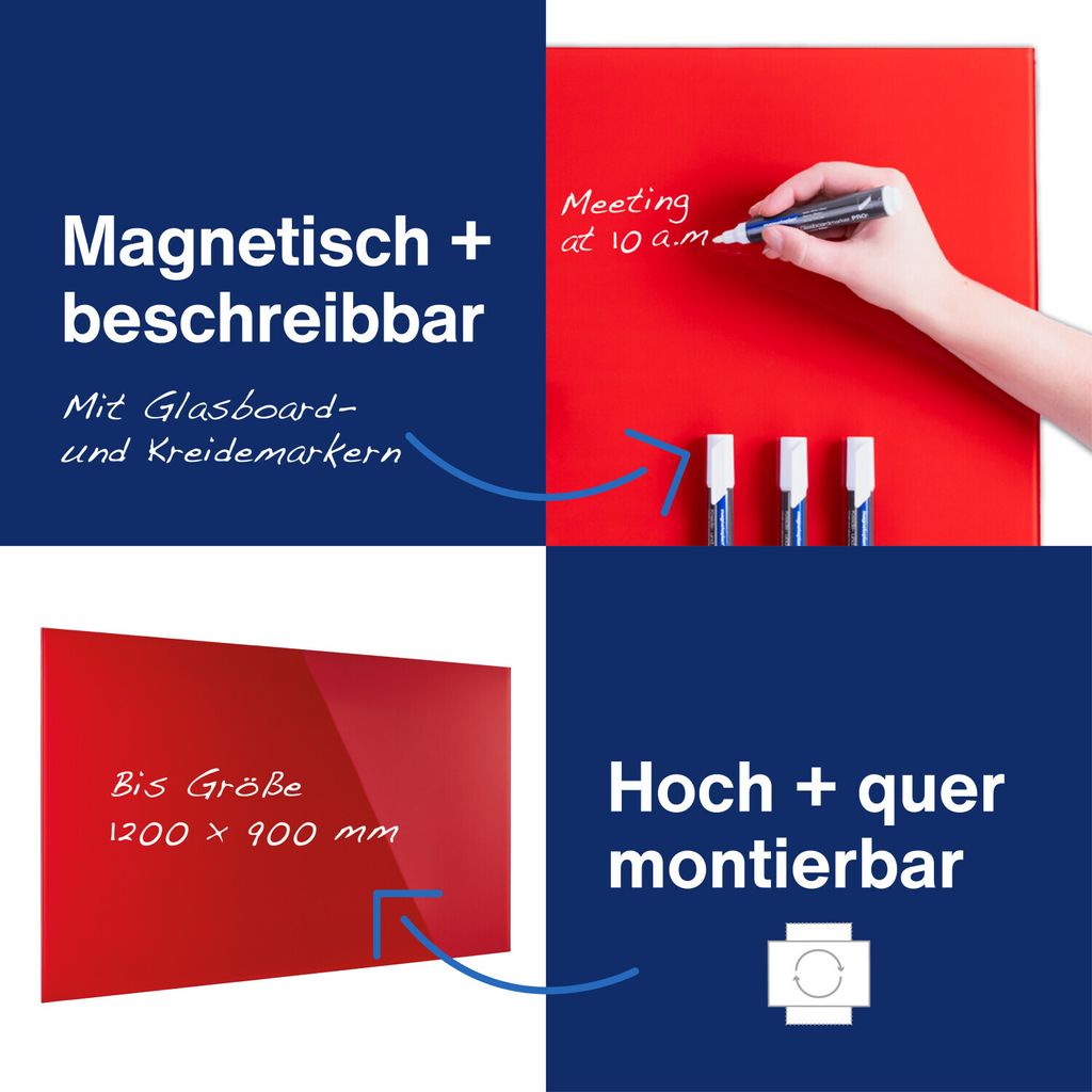 Design-Glasboards, magnetisch 100x600mm, intensiv-rot