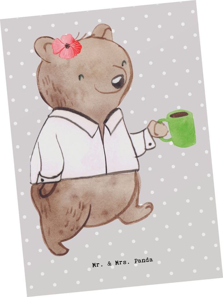 Mr. & Mrs. Panda Postkarte CEO Herz - Grau Pastell - Geschenk, Leiter, Chef, Fotokarte, Entspannung, Grußkarte, Ansichtskarten, Postkarten, bildkarte
