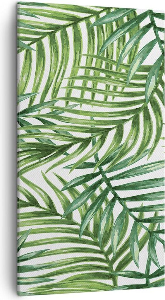 Bild auf Leinwand - Leinwandbild - Palme Blatt grün - 45x80cm - Wand Bild - Wanddeko - Wandbilder - Leinwanddruck - Bilder - Kunstdruck - Wanddeko...