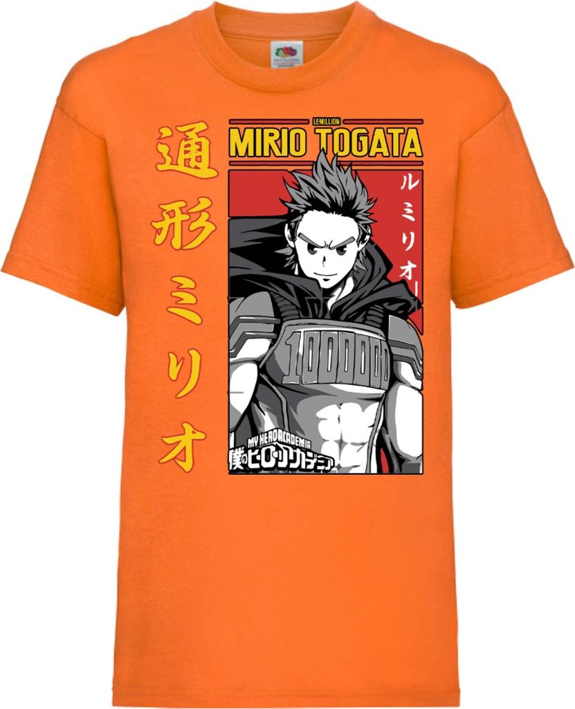 Kinder T-Shirt My Hero Anime Academia Mirio Togata Mirio Togata, 3-4 Jahr - 104 / Orange